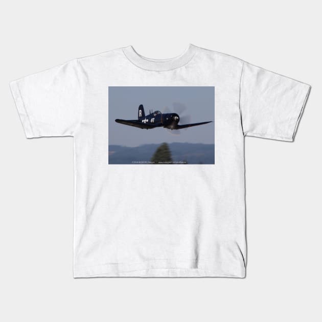 F4U-7 Corsair Flyby Kids T-Shirt by acefox1